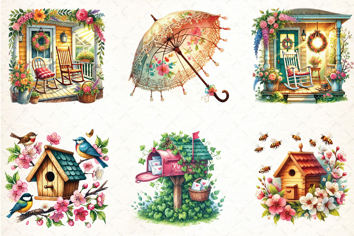 Watercolor Cozy Spring Sublimation, an Illustration by DreamCafeArt (Photo 3 of 5)