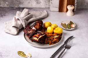 Grilled ribs with sauerkraut, a Food & Drink Photo by Yulia Furman
