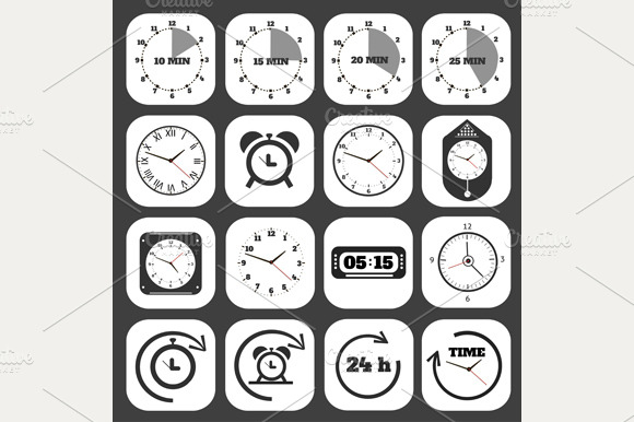 Black clocks icon preview 2