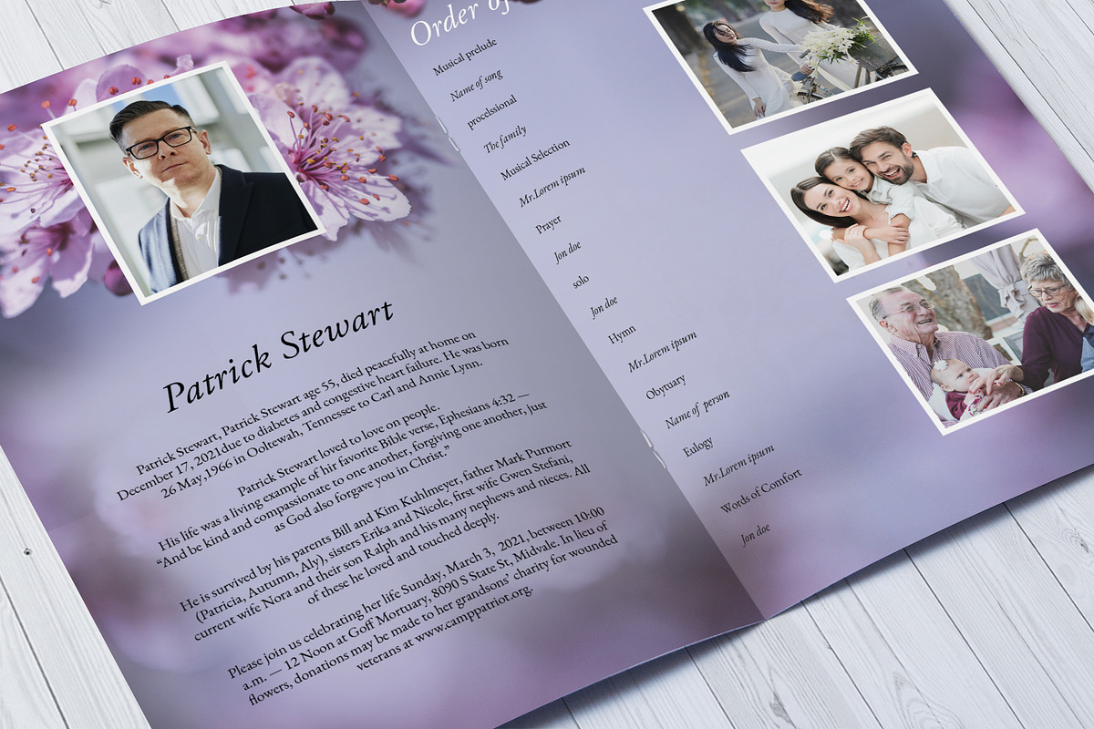 Floral Funeral Program Template, a Brochure Template by Template Shop (Photo 4 of 5)