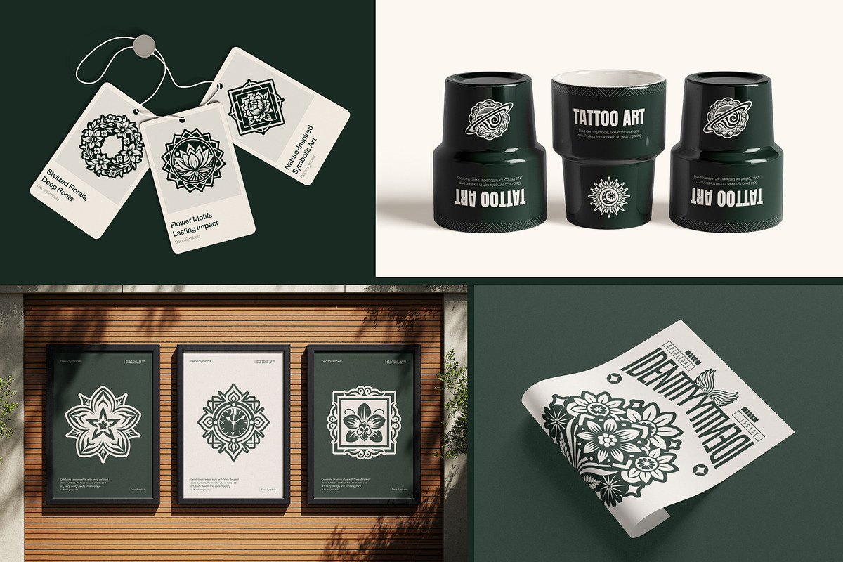 Deco Tattoo and Symbols Art Set, a Solid Icon by Creative Stall (Photo 3 of 8)