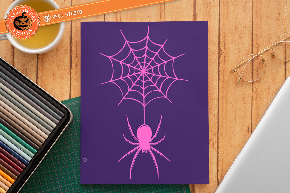 8 Web & Spider Stamp Brushes, a Brush Add-On by vectstudio (Photo 6 of 10)