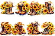 Cowboy Boots and hat with Sunflowers, an Object Graphic by Pixxel_Studio (Thumbnail 3 of 3)