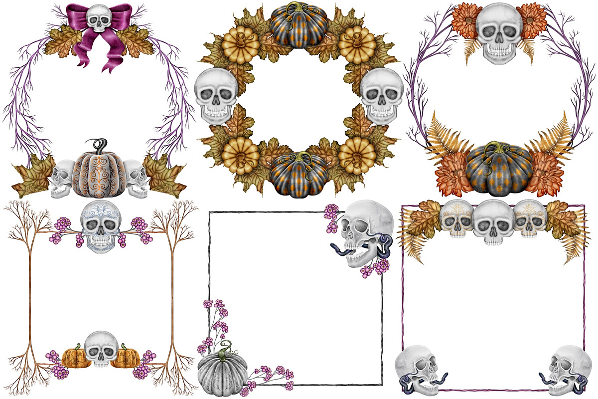 Halloween Botanicals Clipart set., a Seasonal Illustration by Happy Sloth Graphics (Photo 10 of 16)