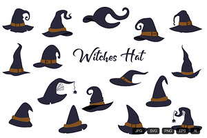 16 Witch Halloween Hat Vector