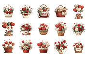 Valentine Heart Basket Clipart, an Illustration by DreamArtGraphic (Thumbnail 2 of 4)