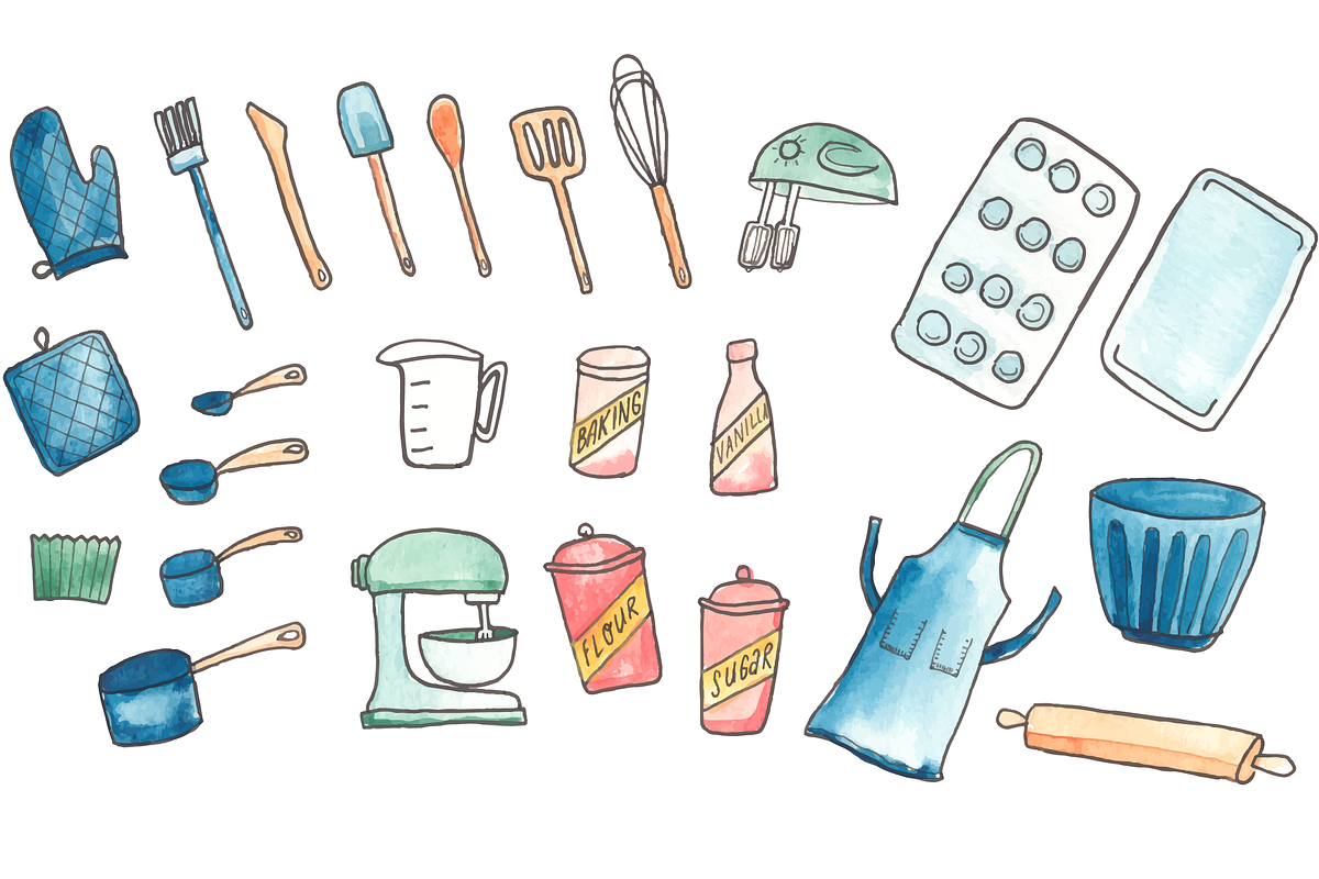 Vector Watercolor Baking Supplies, an Illustration by Hello Brio (Photo 2 of 4)