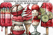 Whimsical Summer Ice Cream Clipart, an Illustration by Canvas Craft (Thumbnail 1 of 7)