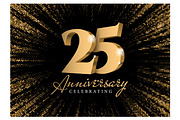 Anniversary 25. Card gold 3d numbers, a Decorative Illustration by Sunny (Thumbnail 1 of 2)