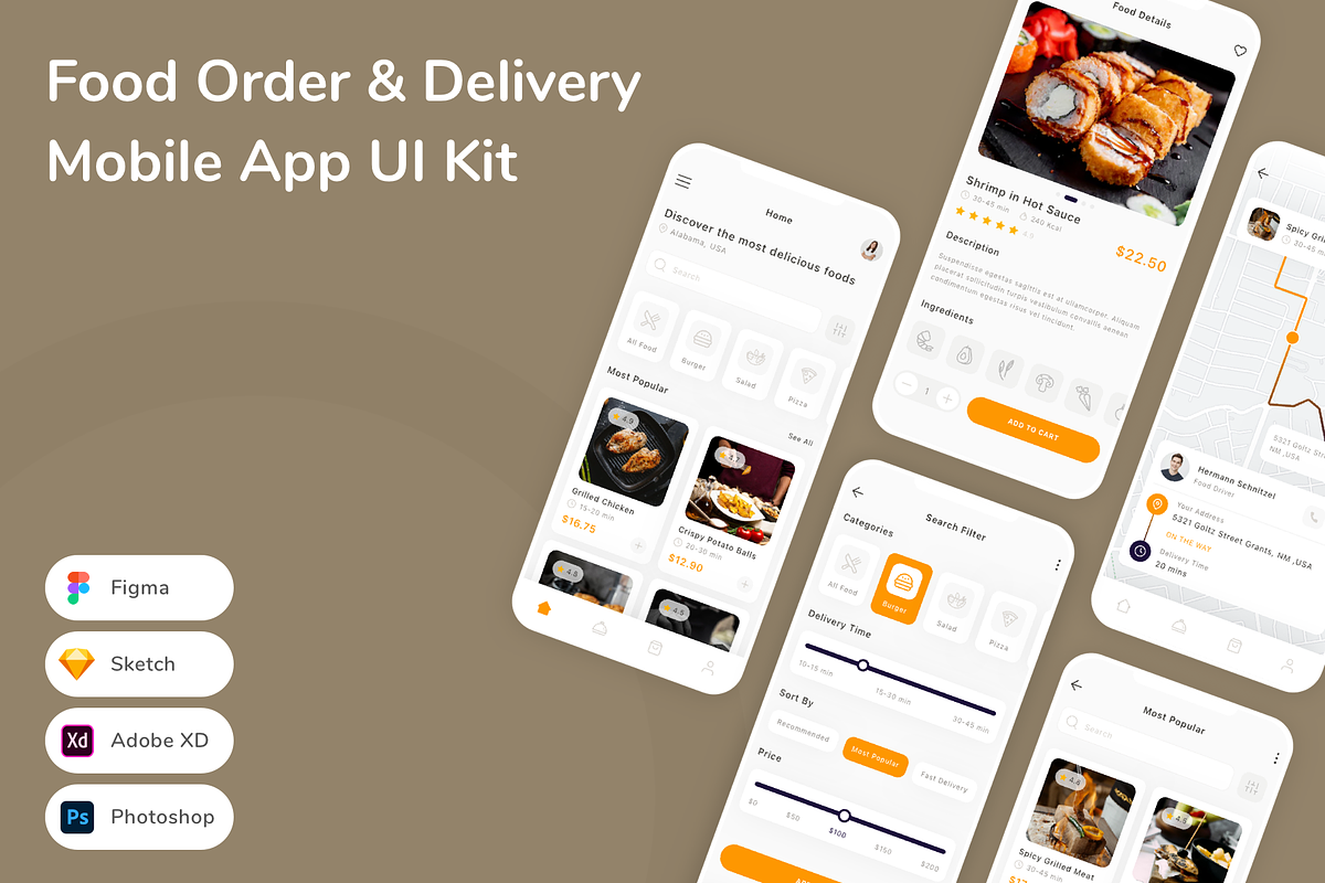 Food Order & Delivery App UI Kit, an UI Kit Template by Betush