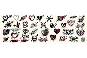 Punk Heart Tattoo Clipart Set, an Illustration by designvectx (Thumbnail 2 of 3)