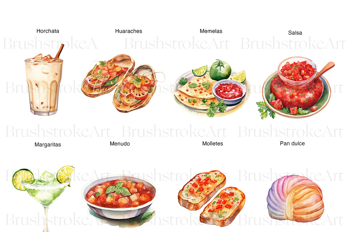 Mexican Food Clipart, Tacos, Nachos, a Food Illustration by BrushstrokeArtGB (Photo 6 of 9)