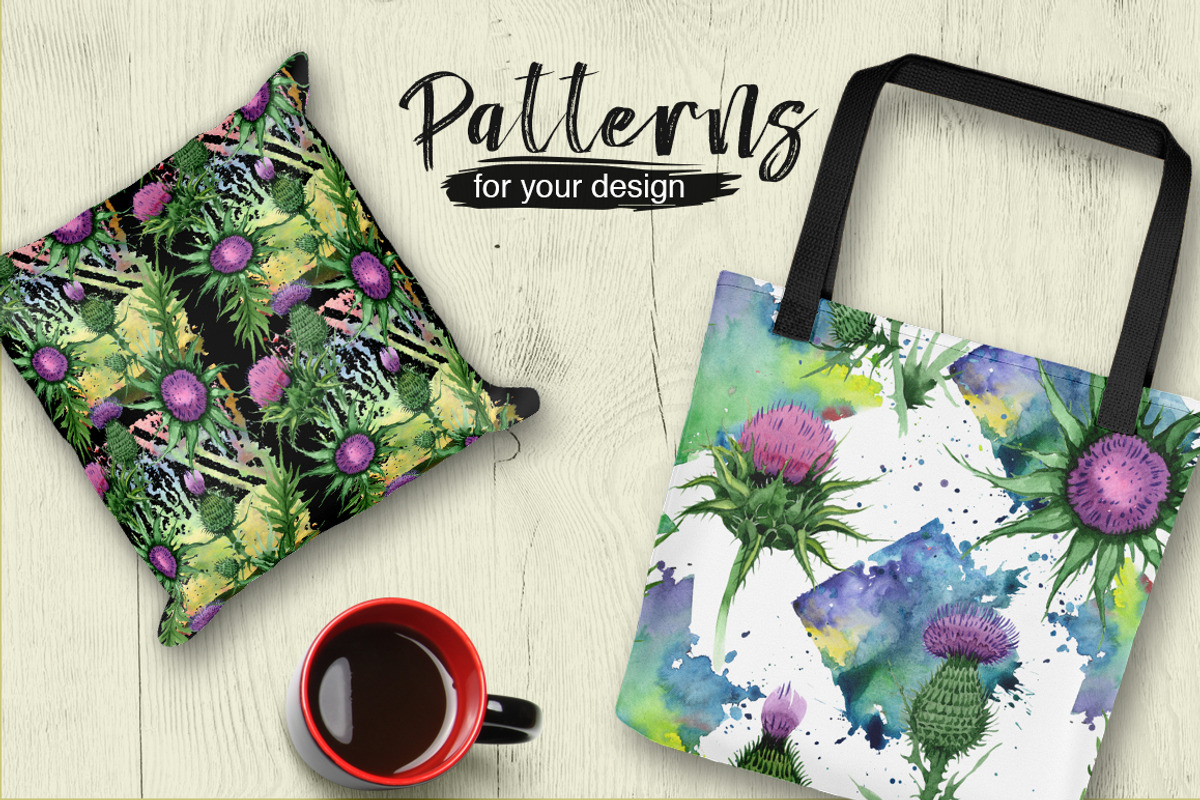 Thistle flowers PNG watercolor set, a Decorative Illustration by WatercolorPNG.com (Photo 2 of 7)