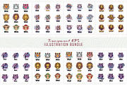 Set of vibrant purple lion head, an Object Illustration by Sofia's Fashion (Thumbnail 2 of 4)
