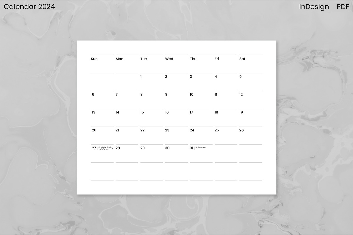 Minimalist Calendar 2024 (InDesign), an Object Graphic by Kessens (Photo 23 of 28)