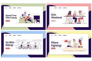 Friends pastime landing pages set, a Landing Page Template by IMG Visuals