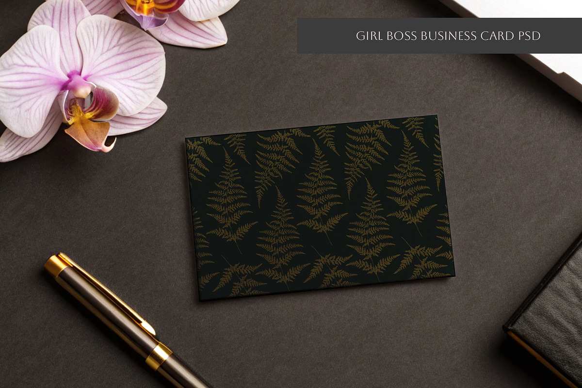 Feminine Dark Business Card, a Business Card Template by Bloomart Studio (Photo 2 of 2)