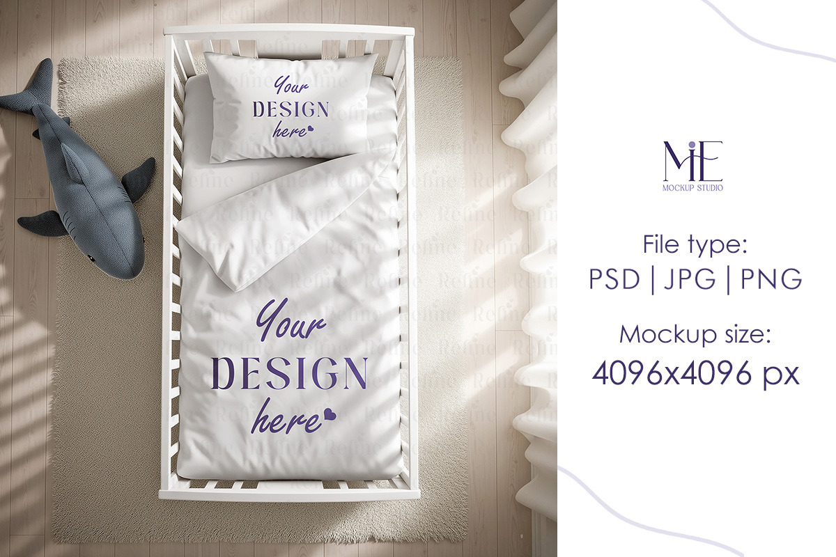 Baby Crib Bedding Mockup, a Mockup by Mie Mockup Studio (Photo 3 of 5)