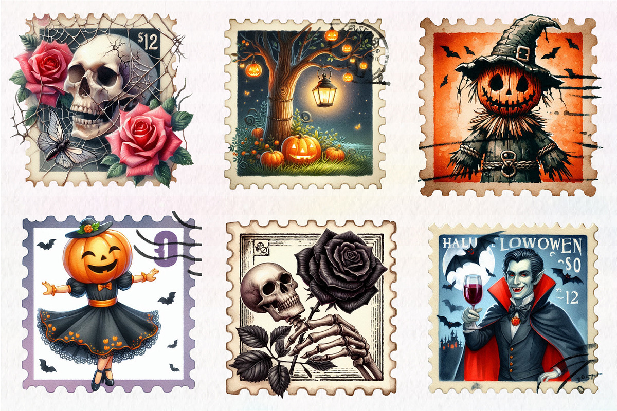 Halloween Postage Stamp Clipart, an Illustration by CreationArt (Photo 4 of 5)