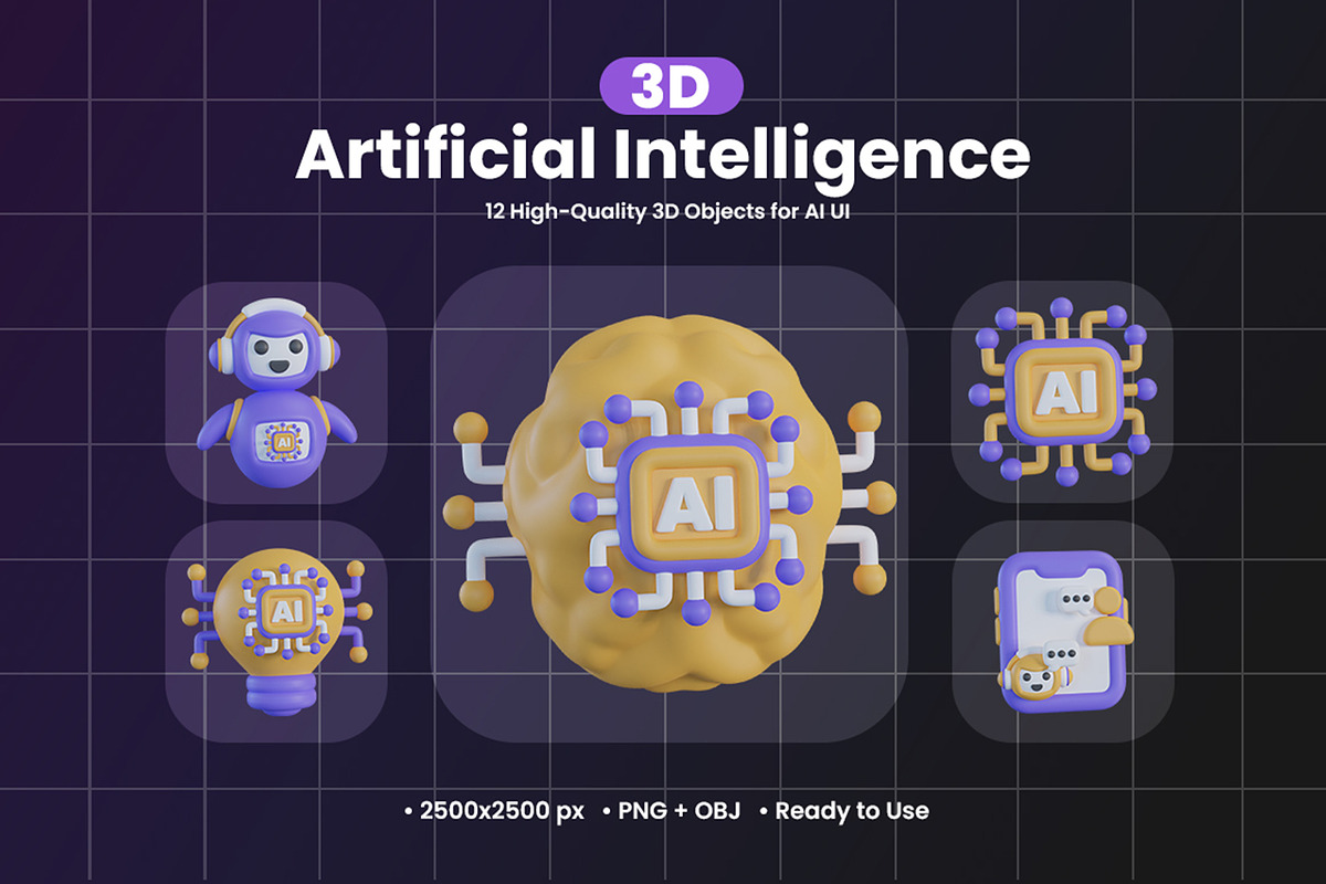 Artificial Intelligence 3D Icon, an Object Graphic by Artnivora.Std (Photo 1 of 4)