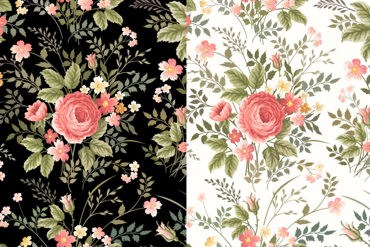 vector patterns with roses preview 5