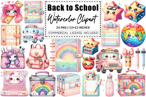 Cute Girly Back to School Clipart, a Graphic by CitraGraphics