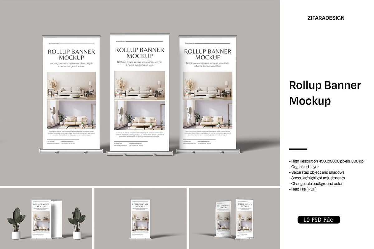 Rollup Banner Mockup, an Advertising Mockup by ZifaraDesign (Photo 1 of 11)