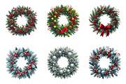 Christmas Wreath Clipart Bundle, an Illustration by SinaCreation (Thumbnail 3 of 7)