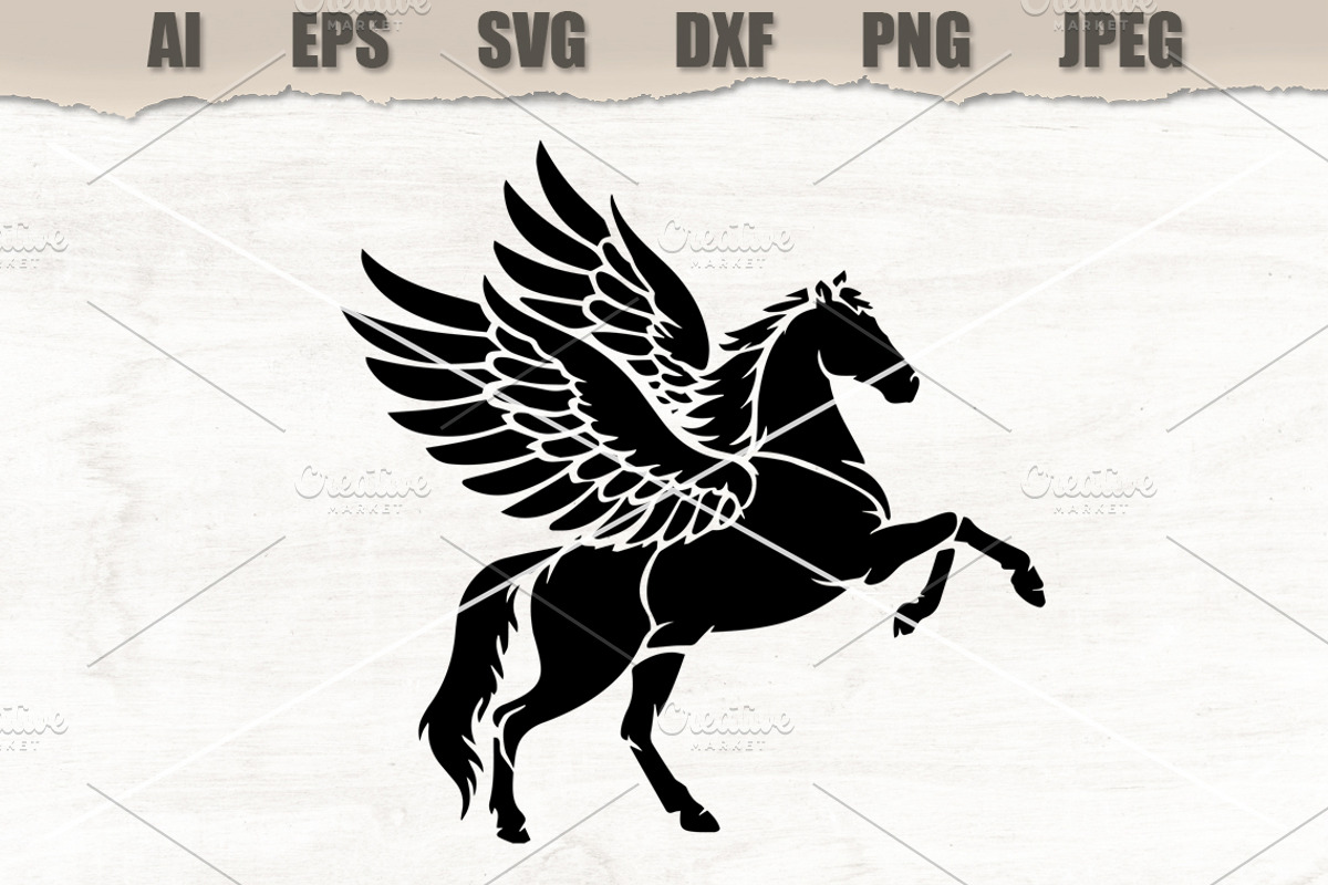 Stencil Winged Pegasus Horse, a Decorative Illustration by MARYCRAFTIRIA (Photo 1 of 3)