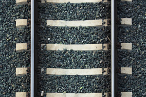 Railroad track stock photo containing railroad track and directly above