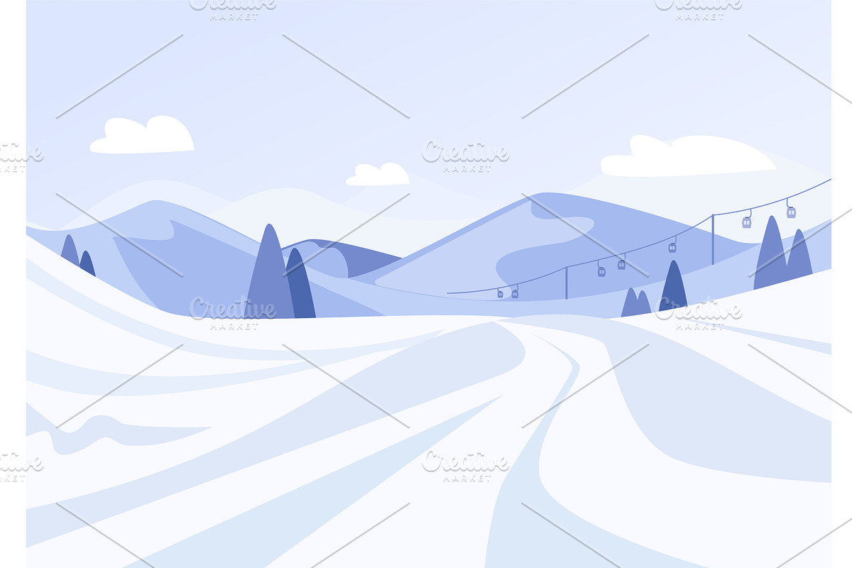Winter ski resort landscape. Ski and, a Sport Illustration by Valerie Bodnar