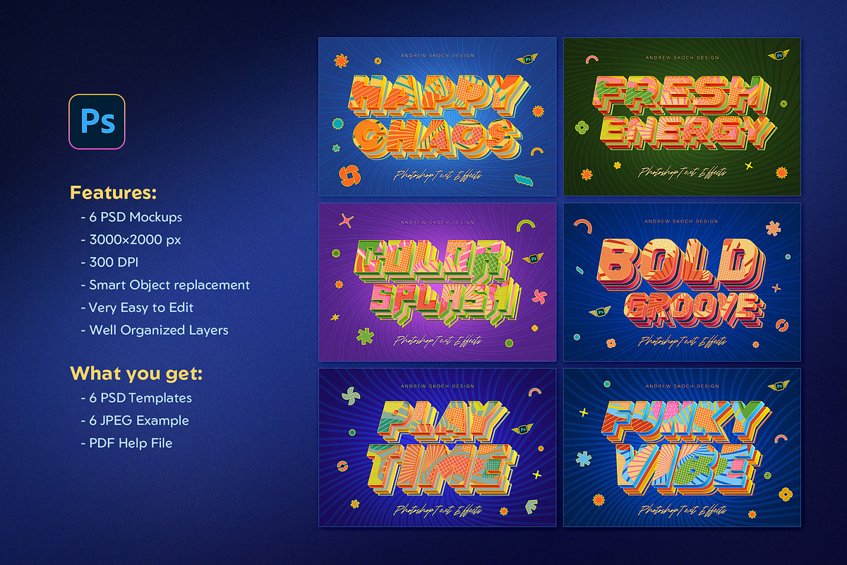 Sliced 3D Text Effects – 6 PSD, a Layer Style Add-On by Andrew Skoch Design (Photo 9 of 9)