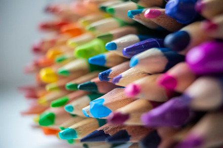Rainbow Crayons Closeup - Sharp Blue