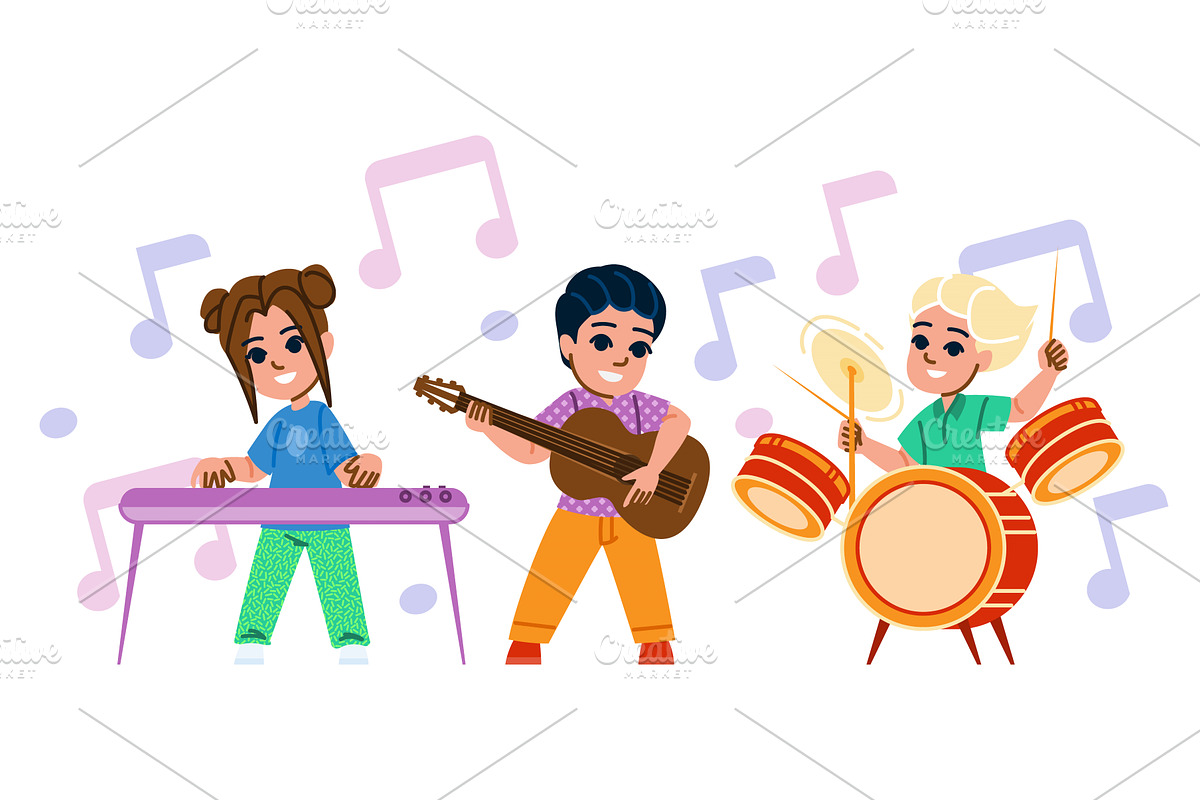 s playing musical instruments hobby, a Person Illustration by pikepicture