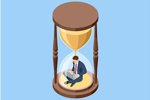 Isometric office worker with laptop, a Person Illustration by Golden Sikorka