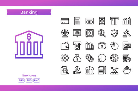 Bank Line Icons