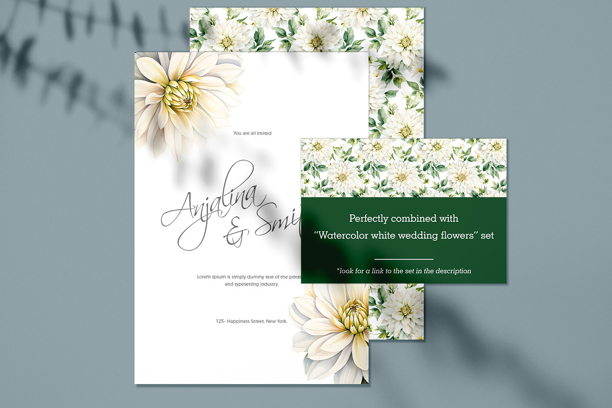 Watercolor white flowers patterns, a Pattern Graphic by Art and Funny (Photo 4 of 7)