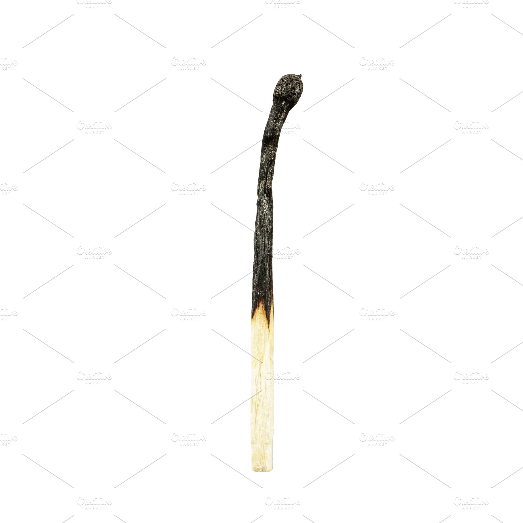 Burnt charred match isolated on a white background. Burnout concept., an Abstract Photo by Eugene_Photo