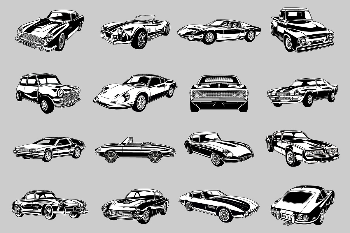 80 Monochrome classic muscle cars, a Transportation Illustration by The BolzStudio (Photo 4 of 6)