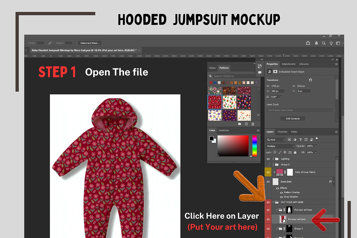 Baby Hooded Jumpsuit Mockup, a Hoody Mockup by Nora Gad (Photo 2 of 19)