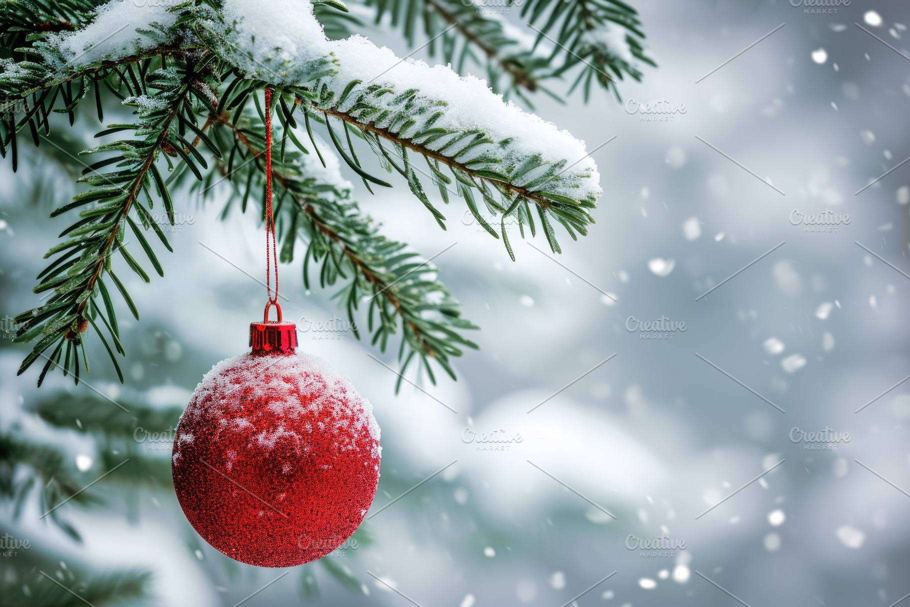 A bright red ornament hangs from a g, a Photo by Iftikhar Alam