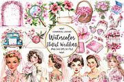 Pink Floral Wedding Clipart, an Illustration by OK Design (Thumbnail 1 of 5)
