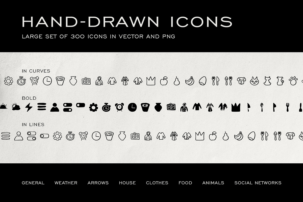 300 Hand-drawn icons set, an Icon by Garden in frame (Photo 1 of 5)