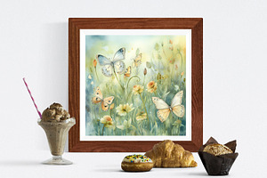 Spring Butterflies Floral Background