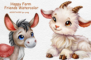 Happy Farm Friends Watercolor, an Animal Illustration by Watercolor dreams (Thumbnail 2 of 3)