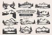 Mountain Scenes Silhouettes Vector 4, an Object Illustration by Seaquint (Thumbnail 1 of 5)