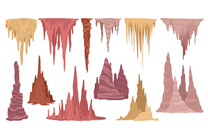 Cartoon limestones. Cave stalactite, an Object Illustration by YummyBuum