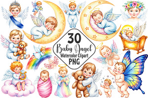 Angel Clipart Baby Angel Clipart Set, an Illustration by RobertsArt