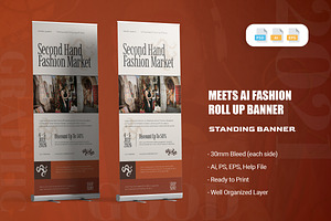Meets AI Fashion - Roll Up Banner, a Print Template by AQR Studio