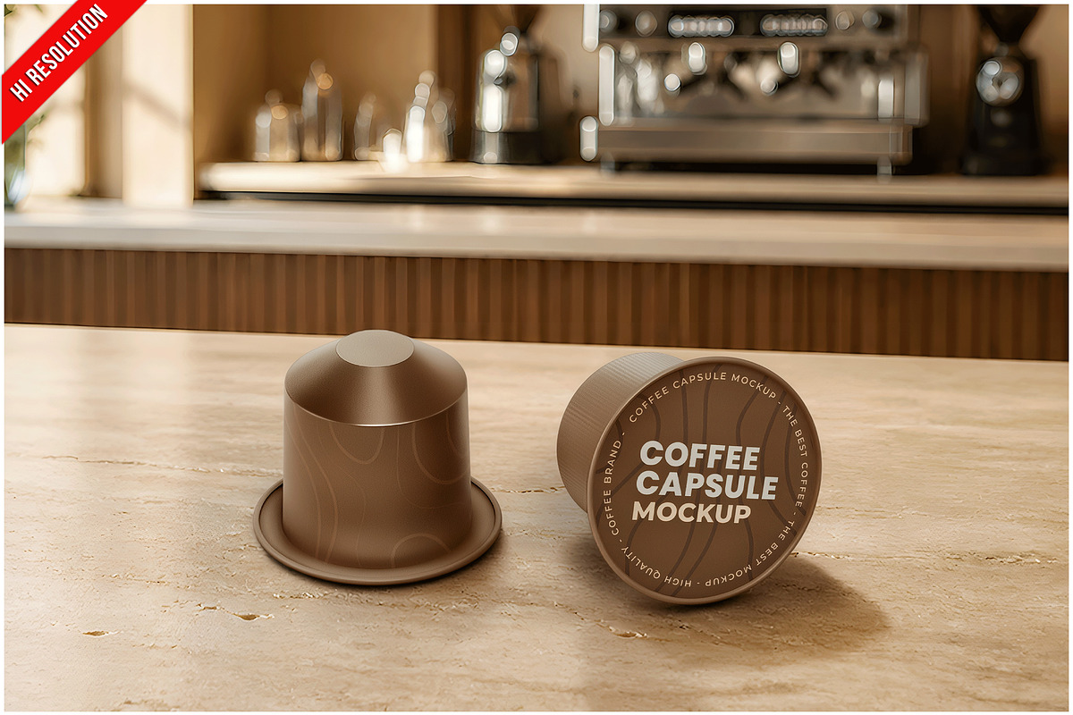 Coffee Capsule Mockup PSD, an Advertising Mockup by Bruno's Shop (Photo 1 of 3)